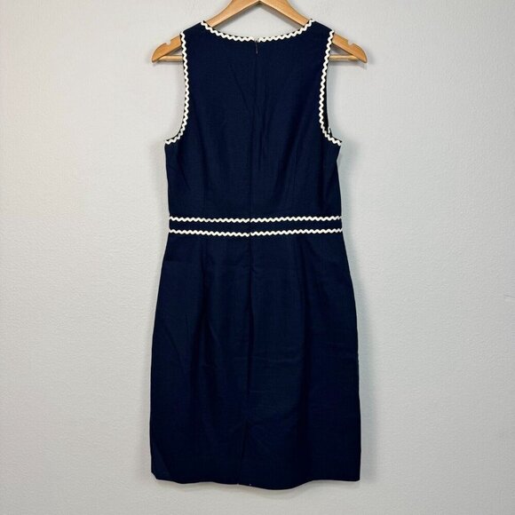 J. Crew Womens Sleeveless Rickrack Trim Sheath Suiting Dress Navy Blue Size 6 - Picture 4 of 16